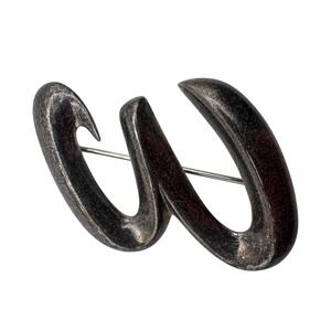 CNA Sterling Silver 925 Script Modernist Letter W Initial Brooch Pin 1.64in